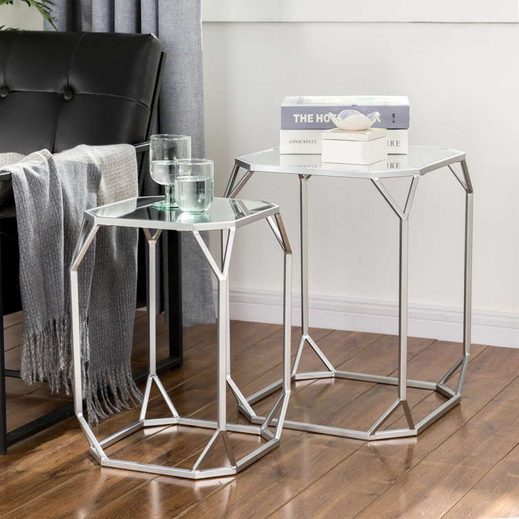 Mercer41 Huguley Glass Frame Nesting Tables & Reviews Wayfair
